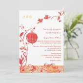 愛の鳥モノグラムの結婚の 招待状 (スタンド正面)