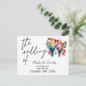 愛の鳥救の結婚日付。編集可能 ポストカード (スタンド正面)