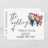 愛の鳥救の結婚日付。編集可能 ポストカード (正面/裏面)