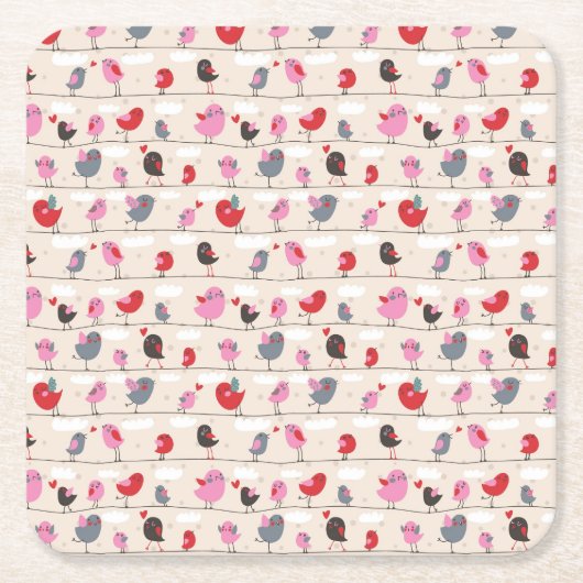 愛の鳥 スクエアペーパーコースター (正面)