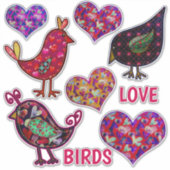 愛の鳥 |ハート図形 |バレンタインデー シール (正面)