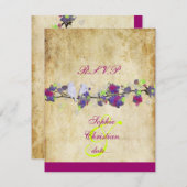 愛の鳥、大きなRSVPs/DIY色 出欠カード (正面/裏面)