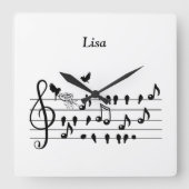 愛の鳥，家族に追加することを期待して スクエア壁時計 (正面)