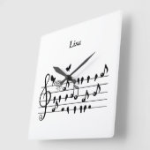 愛の鳥，家族に追加することを期待して スクエア壁時計 (傾斜)