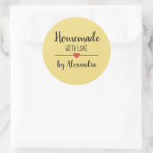 愛の黄色のスクリプトで手作りカスタムの ラウンドシール (バッグ)