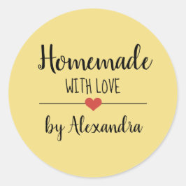 愛の黄色のスクリプトで手作りカスタムの ラウンドシール