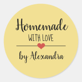 愛の黄色のスクリプトで手作りカスタムの ラウンドシール