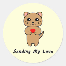 愛の黄色の背景ステッカーの送信 ラウンドシール