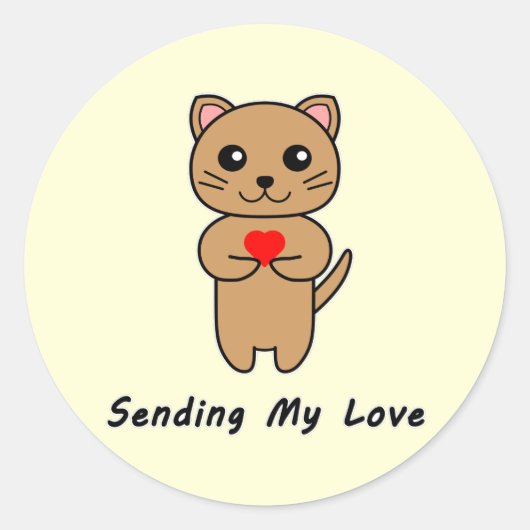 愛の黄色の背景ステッカーの送信 ラウンドシール (正面)