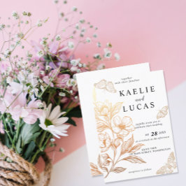 "愛の黄金の開花結婚" 招待状