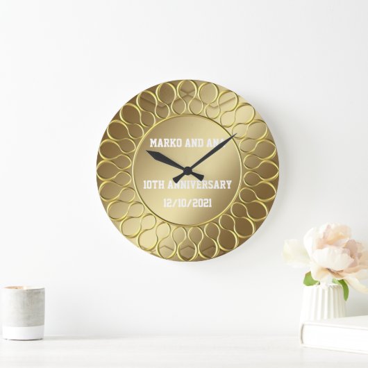 愛の黄金優雅の記念日 ラージ壁時計 (ホーム)