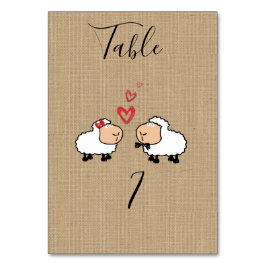 愛の黄麻布おもしろいの愛らしい可愛い漫画の羊 テーブルナンバー
