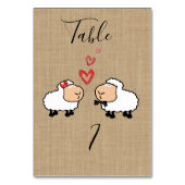 愛の黄麻布おもしろいの愛らしい可愛い漫画の羊 テーブルナンバー (裏面)