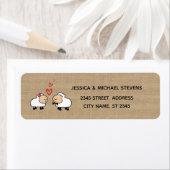 愛の黄麻布おもしろいの愛らしい可愛い漫画の羊 ラベル (インサイチュ)