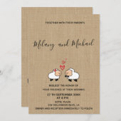 愛の黄麻布おもしろいの愛らしい可愛い漫画の羊 招待状 (正面/裏面)