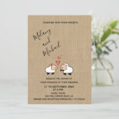 愛の黄麻布おもしろいの愛らしい可愛い漫画の羊 招待状 (スタンド正面)