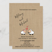 愛の黄麻布おもしろいの愛らしい可愛い漫画の羊 招待状 (正面/裏面)