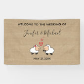 愛の黄麻布おもしろいの愛らしい可愛い漫画の羊 横断幕 (横)