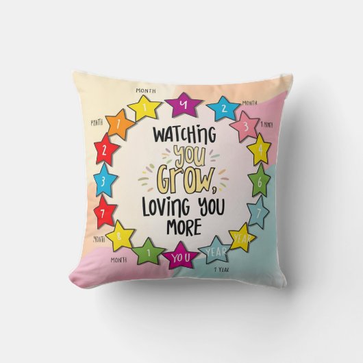 愛の12星:毎月のベビーマイルストーントラック クッション (正面)
