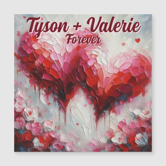 愛の2つの抽象的なハートのカスタマイズマグネット (正面)