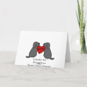 愛の2黒いラブラドールは感謝していしています サンキューカード (裏面)