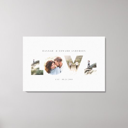 愛の4つの写真シンプルモダンなパーソナライズされたギフト キャンバスプリント (正面)