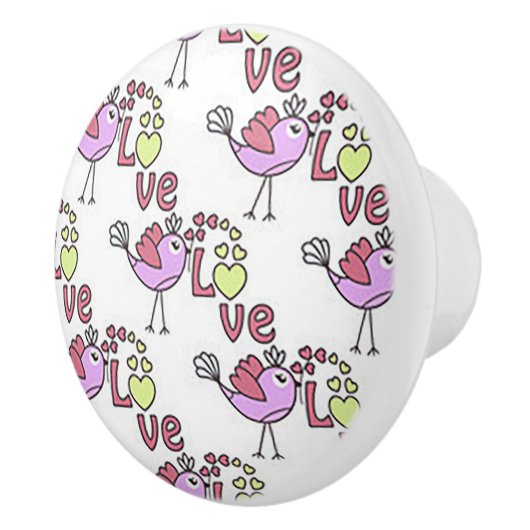 愛の Chick-a-Dee 陶器ドアノブ セラミックノブ (右)