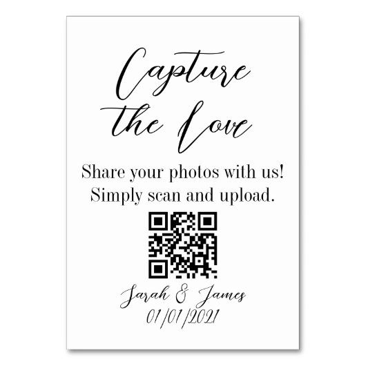 愛のQRコード結婚テーブルの記号をキャプチャする テーブルナンバー (正面)