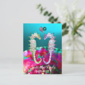 愛のSEAHORSES,ブルーピンクのnacre,日付を保存 案内ポストカード (スタンド正面)
