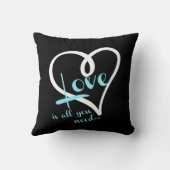 愛はあなたが….必要とするすべてです 黒の白及び水 クッション (裏面)