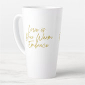 愛はあなたの暖かい抱擁の背の高いラテマグカップ カフェラテマグ (左アングル)