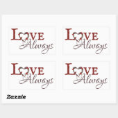 愛はいつも赤いチューリップのハートの花輪 長方形シール (シート)