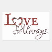 愛はいつも赤いチューリップのハートの花輪 長方形シール (正面)