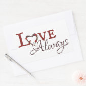 愛はいつも赤いチューリップのハートの花輪 長方形シール (封筒)