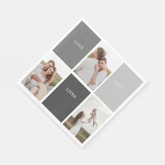 愛はここに住む |写真家族の贈り物3 スタンダードランチョンナプキン (角)