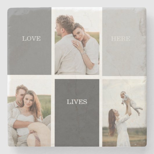 愛はここに住む |写真家族の贈り物3 ストーンコースター (正面)