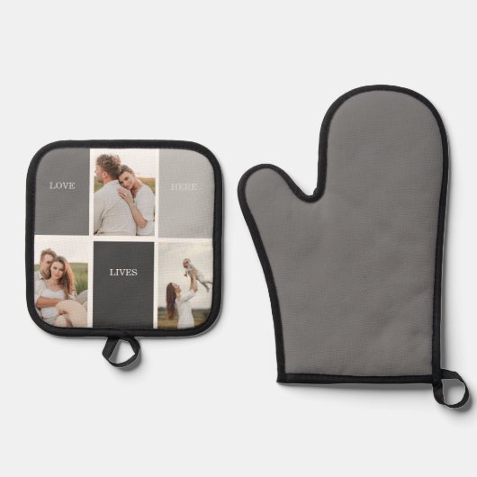 愛はここに住む |写真家族の贈り物3 鍋つかみ&鍋敷きセット (正面)