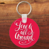 愛はすべてのスクリプトのまわりにレタリングピンク キーホルダー (正面)