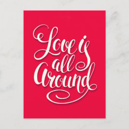 愛はすべてのスクリプトのまわりにレタリングピンク ポストカード