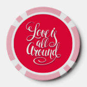 愛はすべてのスクリプトのまわりにレタリングピンク ポーカーチップ (裏面)