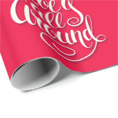 愛はすべてのスクリプトのまわりにレタリングピンク ラッピングペーパー (ロールコーナー)