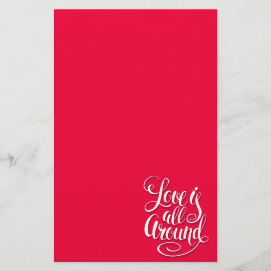 愛はすべてのスクリプトのまわりにレタリングピンク 便箋 (正面)