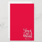 愛はすべてのスクリプトのまわりにレタリングピンク 便箋 (正面/裏面)