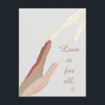愛はすべてのスピリチュアルユニバーサルハンズハガキ ポストカード<br><div class="desc">共有愛はすべての人のためにあるメッセージをスピリチュアルユニバーサルハンズポストカード。すべてのレースを代表する手が愛の純粋なスピリチュアルの手に達し、接続し、触れている。</div>