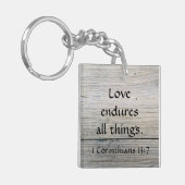 愛はすべての物事に耐える引用文コリント キーホルダー (正面左)