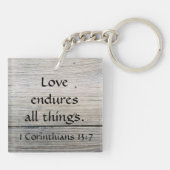 愛はすべての物事に耐える引用文コリント キーホルダー (裏面)