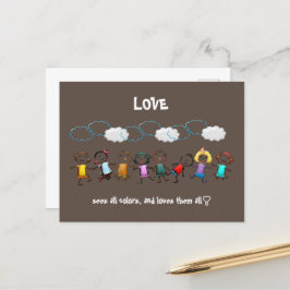 愛はすべての色を見て、それらすべてを愛 – 多様性 ポストカード