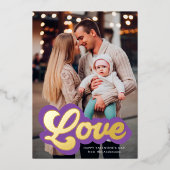 愛はっきりしたの台本パープルと金ゴールドバレンタインデー 箔シーズンカード (正面)