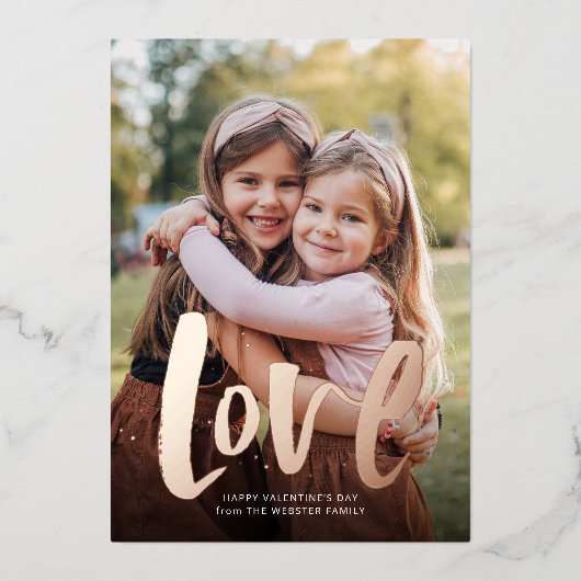 愛はっきりしたバラ金ゴールドワンフォトバレンタイン 箔シーズンカード (正面)