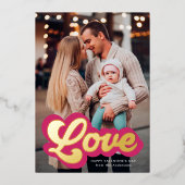 愛はっきりした文字マゼンタデーと金ゴールドバレンタインデー 箔シーズンカード (正面)